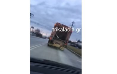 Κάτι δεν πάει καλά με αυτό το απορριμματοφόρο στα Τρίκαλα (ΒΙΝΤΕΟ)