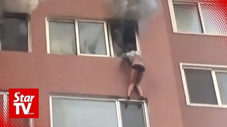 Διάσωση γυναίκας από φλεγόμενο διαμέρισμα (ΒΙΝΕΟ)