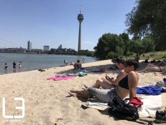 dusseldorf, ντισελντορφ, ρήνος, γερμανία, παραλία, μπάνιο, καύσωνας, γερμανοι, αμμουδιά, ποταμι