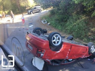 Χαλκιδική: Τροχαίο στο δρόμο από Νέα Φώκαια προς Αθυτο, γλίτωσαν από θαύμα (ΦΩΤΟ)