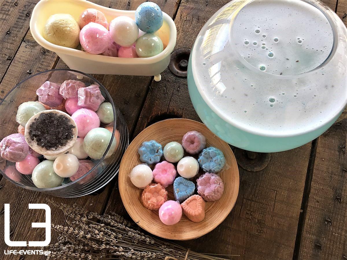 diy bath bombs mpales oxygonou mpanio home spa spiti peripoiisi βόμβες οξυγόνου χειροποίητα χειροποίητες κατασκευές μπάνιο σπα δώρα dora