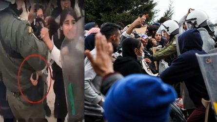 Μετανάστρια πήγε να αρπάξει το όπλο αστυνομικού στη Μόρια! (ΒΙΝΤΕΟ)