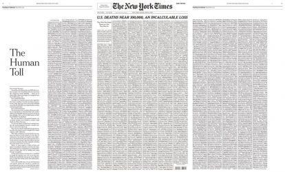 Μοναδικό πρωτοσέλιδο από τους New York Times για τον κορονοϊό (ΦΩΤΟ)