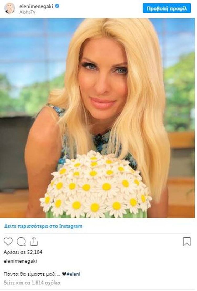 Ελένη Μενεγάκη ανάρτηση Instagram