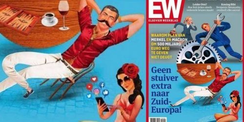 Ολλανδικό πρωτοσέλιδο παρουσιάζει Ελληνες και νοτιο-Ευρωπαίους ως τεμπέληδες!