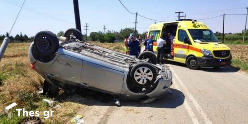 Θεσσαλονίκη: Τροχαίο με ανατροπή οχήματος στο Δερβένι – Ενας ο τραυματίας