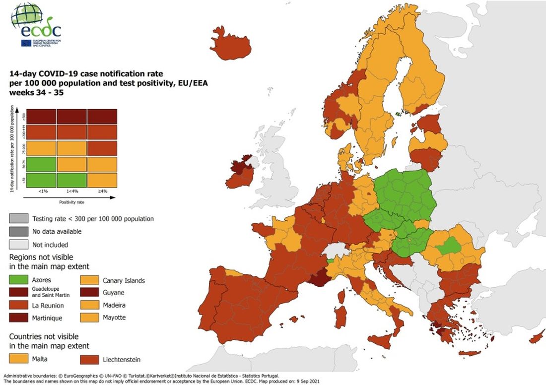 χάρτες πανδημία ECDC