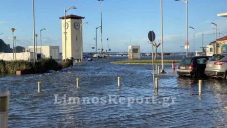 Λήμνος: “Βυθίστηκε” το λιμάνι την Μύρινας (BINTEO)