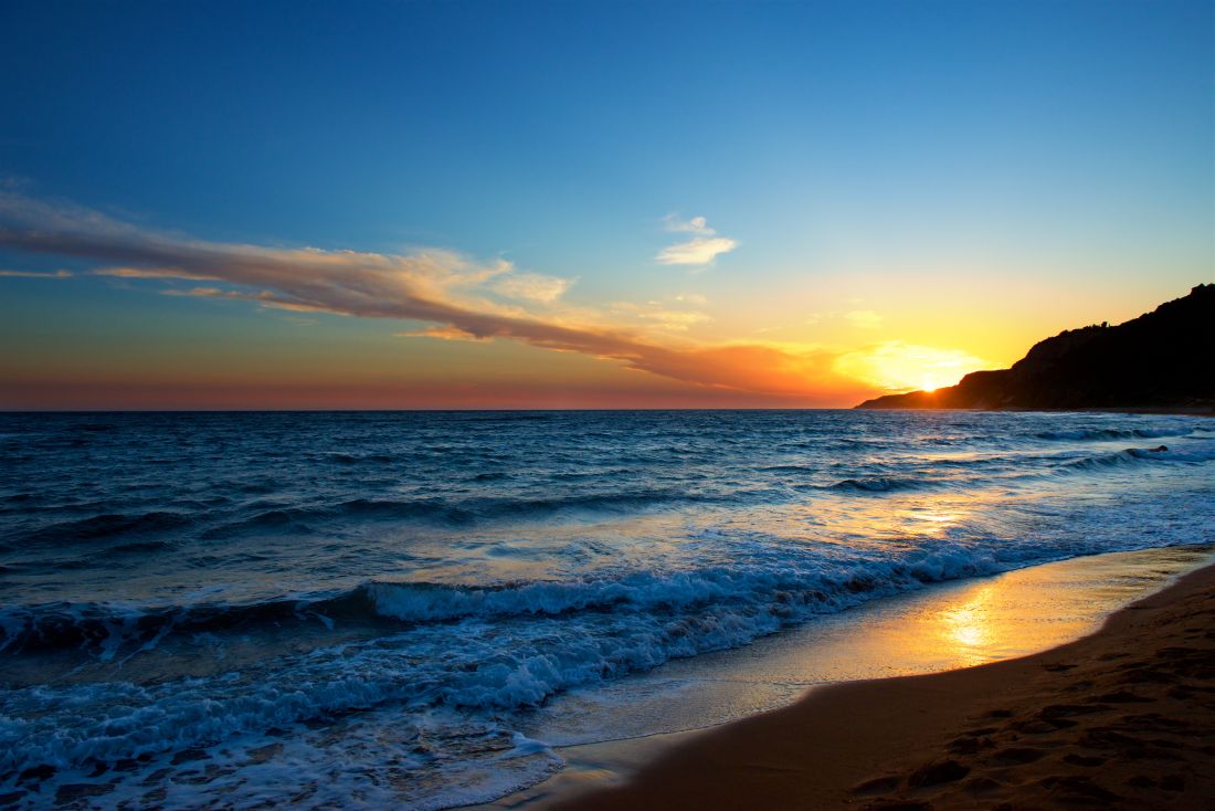 Παραλία Αγιος Γόρδιος Κέρκυρα ηλιοβασίλεμα