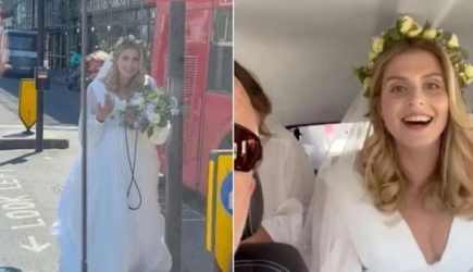Νύφη έκανε οτοστόπ για να πάει στον γάμο της (ΒΙΝΤΕΟ)