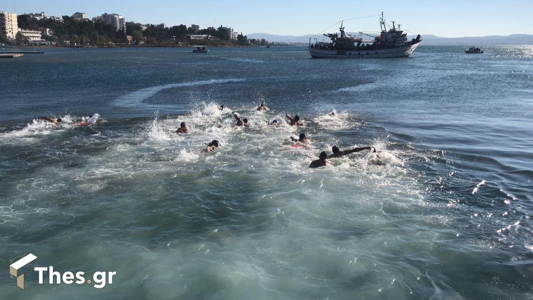 Πλαζ Αρετσούς Καλαμαριά Θεοφάνεια Θεοφάνια Αγιασμός Υδάτων Ρίψη σταυρού