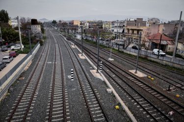 Σιδηροδρομική γραμμή ράγες τρένο τρένα Hellenic Train