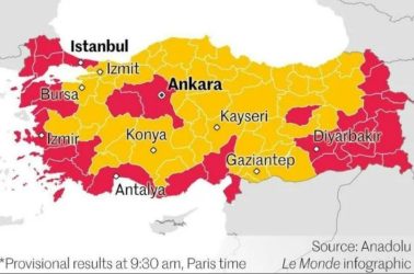 Xάρτης της Le Monde δείχνει ελληνικά νησιά να έχουν ψηφίσει στις εκλογές στην Τουρκία