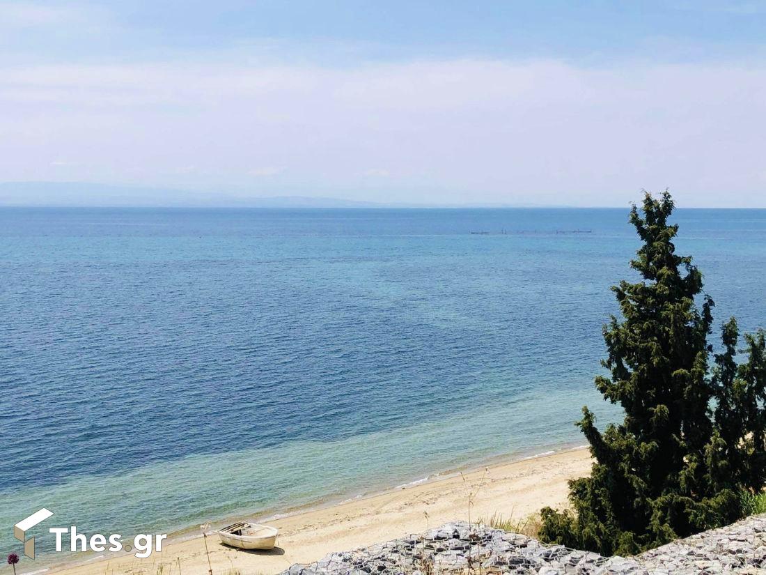 Παραλία Επανομής Επανομή θάλασσα Δήμος Θερμαϊκού Θεσσαλονίκη φωτό από drone θέα στη θάλασσα