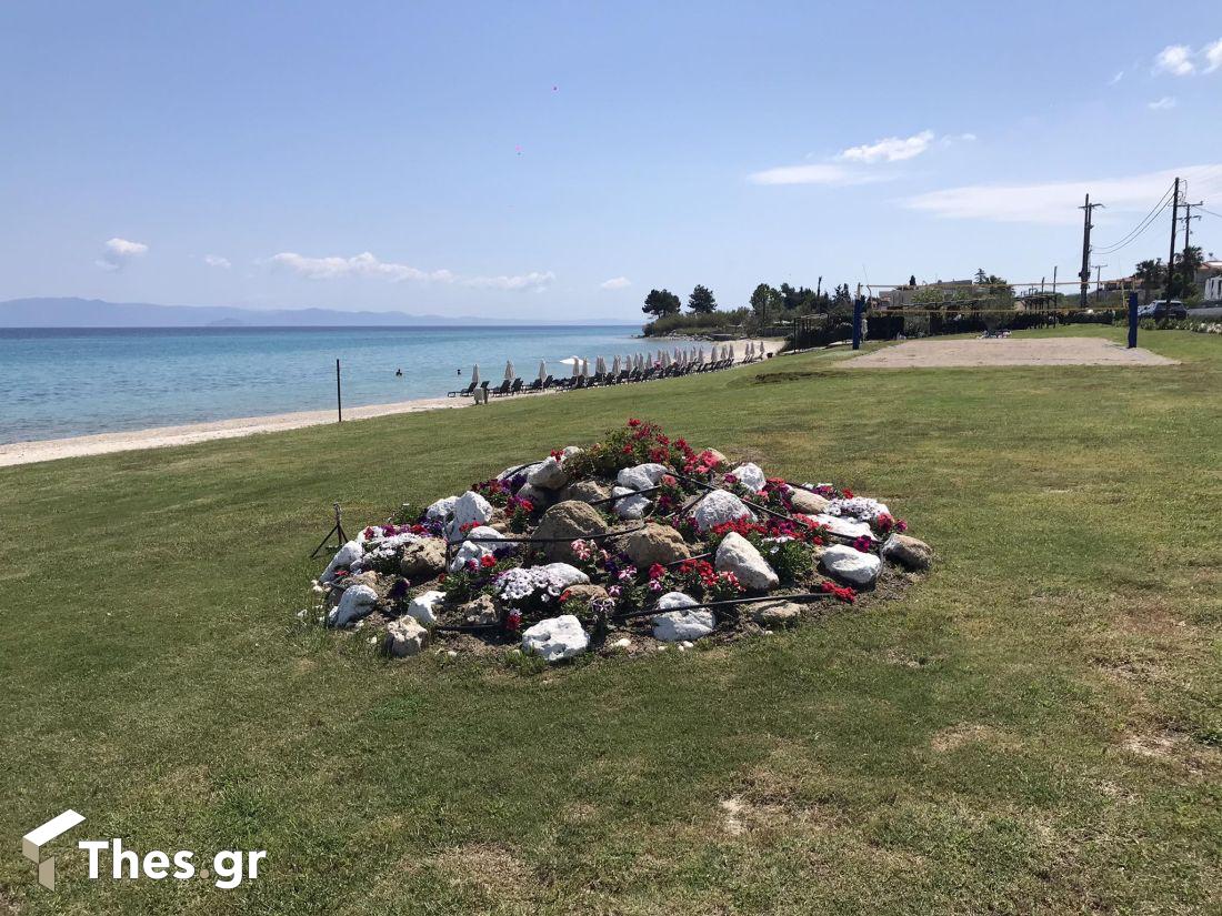 Πολύχρονο παραλία Χαλκιδική χερσόνησος Κασσάνδρας πρώτο πόδι καλοκαίρι διακοπές