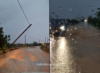Σφοδρή βροχόπτωση στη Χαλκιδική – Πλημμύρισαν σπίτια και καταστήματα (BINTEO)