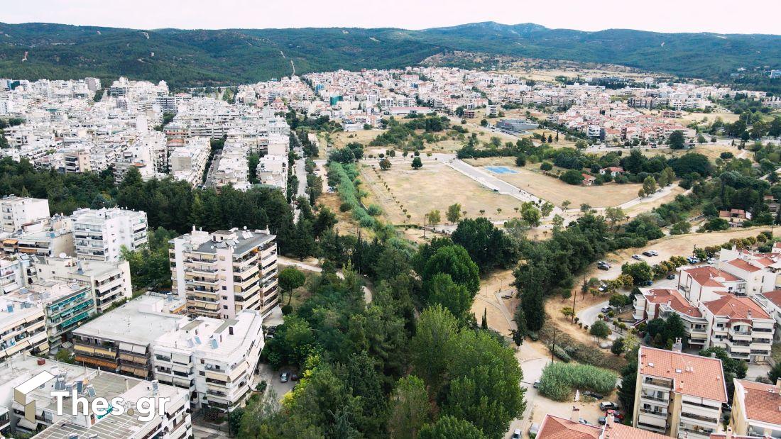 ελαιόρεμα Πυλαίας Πυλαία Θεσσαλονίκη βόλτα πόλη πεζοπορία εικόνα από drone