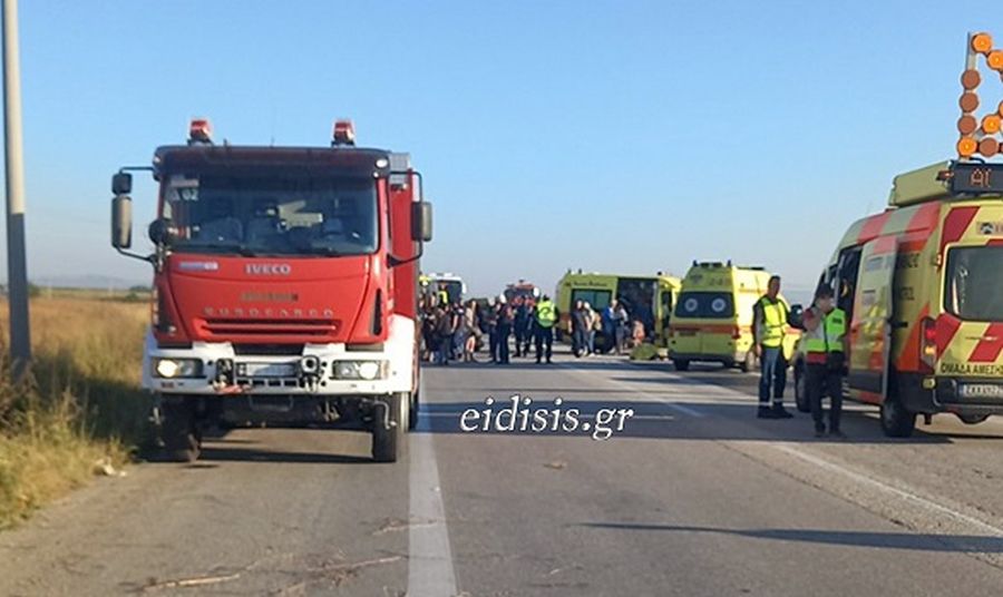 τροχαίο Κιλκίς σύγκρουση λεωφορείου με αυτοκίνητα 