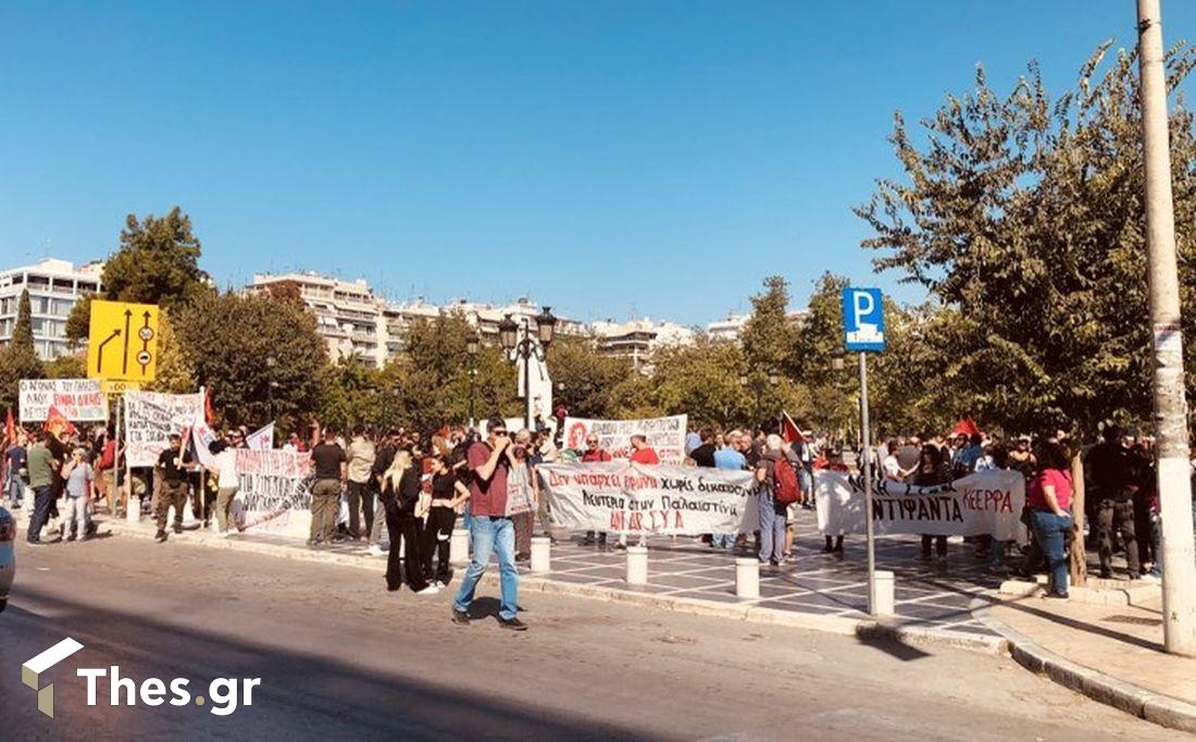 Συγκέντρωση αλληλεγγύης στην Παλαιστίνη άγαλμα Βενιζέλου Θεσσαλονίκη