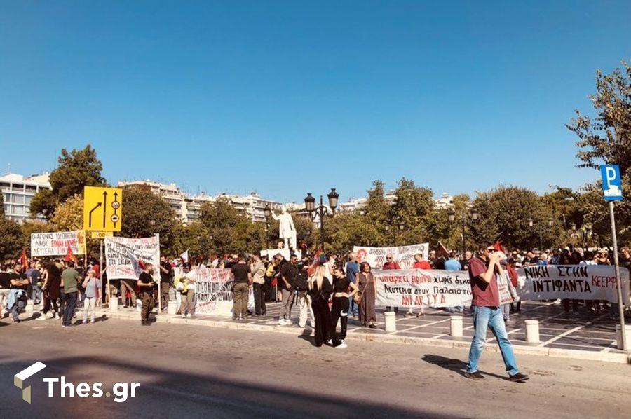 Συγκέντρωση αλληλεγγύης στην Παλαιστίνη άγαλμα Βενιζέλου Θεσσαλονίκη