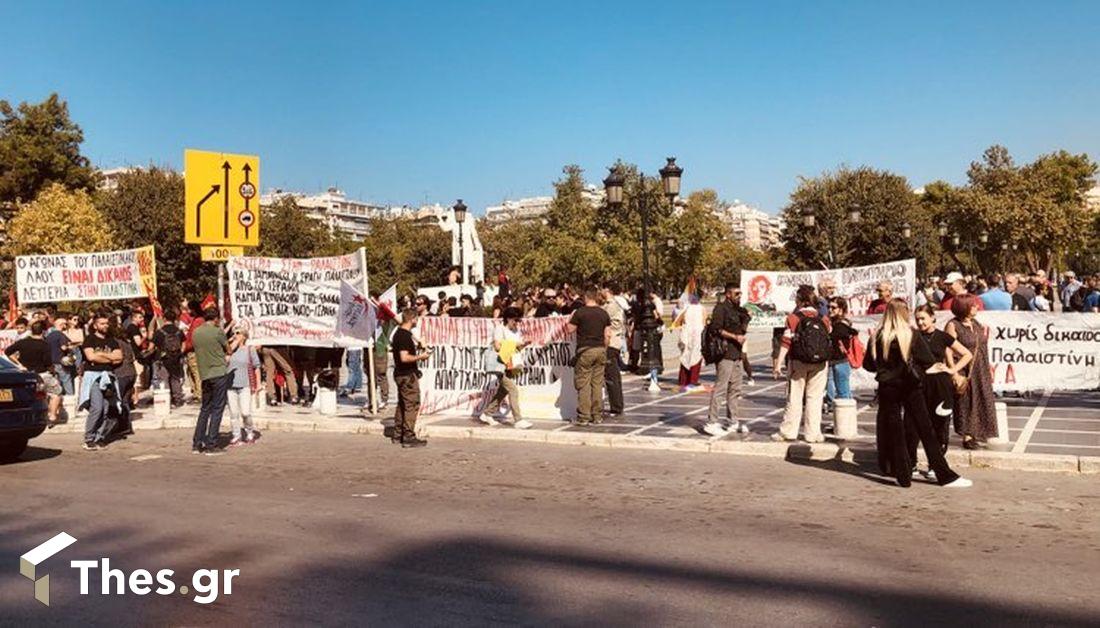 Συγκέντρωση αλληλεγγύης στην Παλαιστίνη άγαλμα Βενιζέλου Θεσσαλονίκη