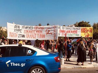 Συγκέντρωση αλληλεγγύης στην Παλαιστίνη άγαλμα Βενιζέλου Θεσσαλονίκη
