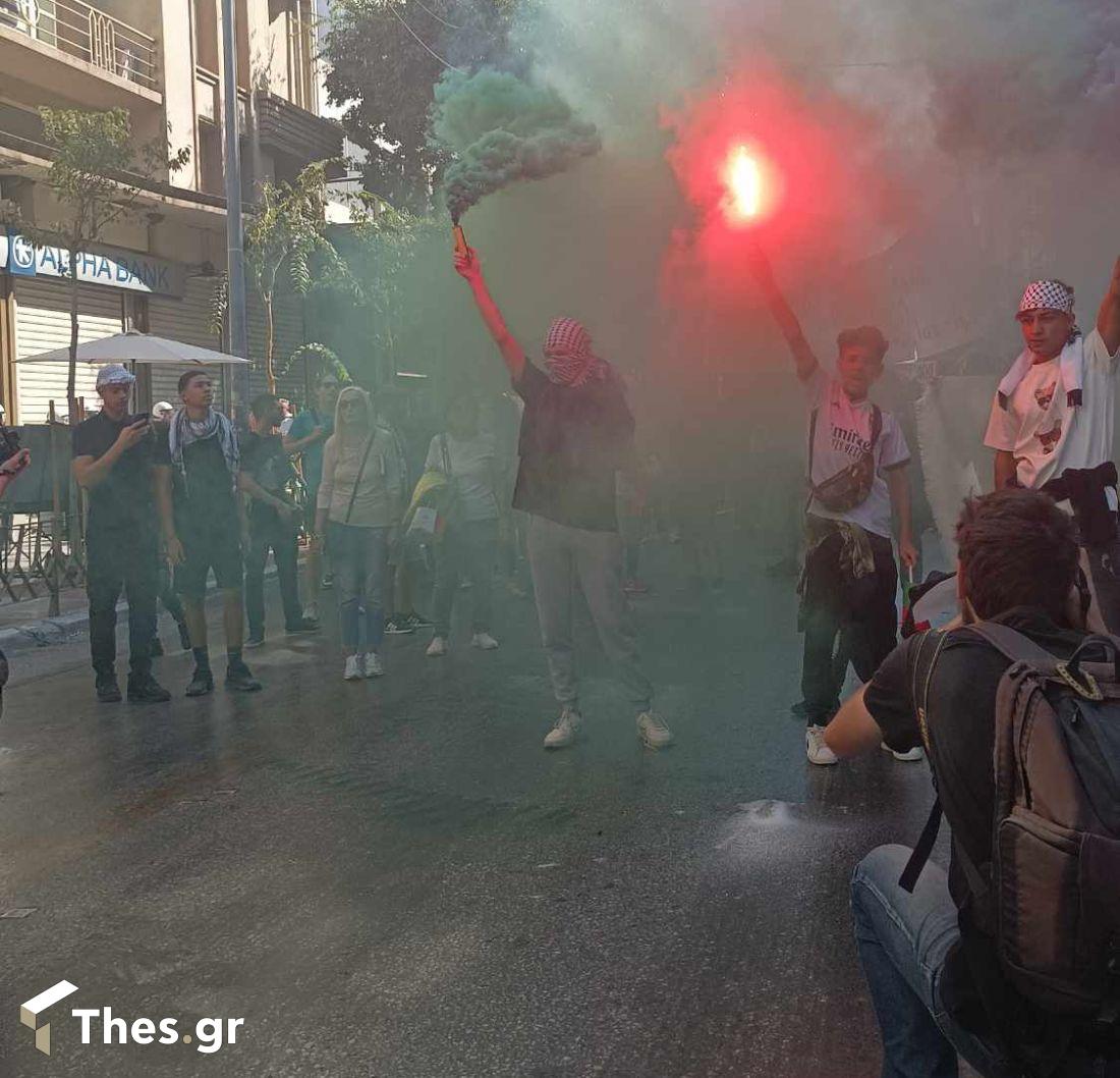 Συγκέντρωση αλληλεγγύης στην Παλαιστίνη άγαλμα Βενιζέλου Θεσσαλονίκη
