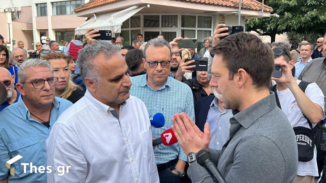 Στέφανος Κασσελάκης πρόεδρος ΣΥΡΙΖΑ επίσκεψη ΕΚΑΒ Θεσσαλονίκη