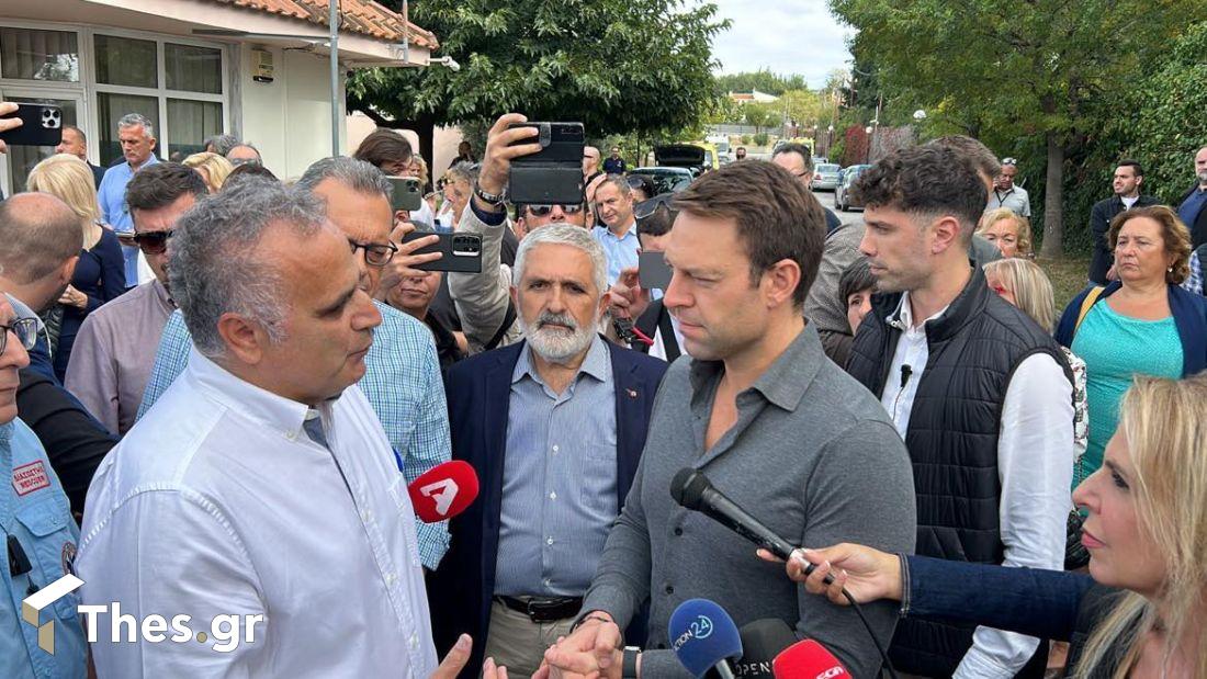 Στέφανος Κασσελάκης πρόεδρος ΣΥΡΙΖΑ επίσκεψη ΕΚΑΒ Θεσσαλονίκη