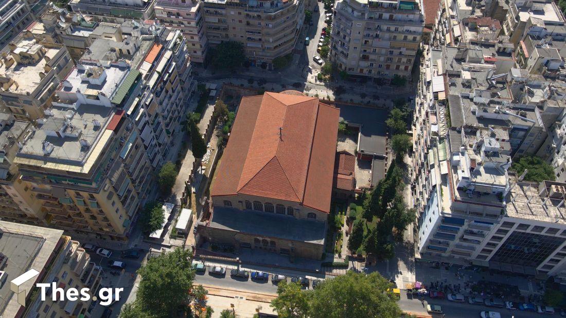 Παναγία Αχειροποίητος εκκλησία Θεσσαλονίκη Βυζαντινό Μνημείο από ψηλά drone