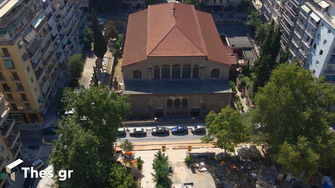 Παναγία Αχειροποίητος εκκλησία Θεσσαλονίκη Βυζαντινό Μνημείο από ψηλά drone