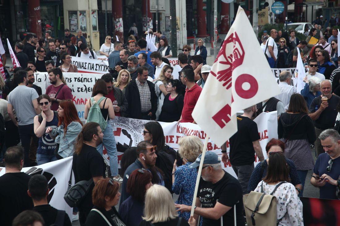 συγκέντρωση διαμαρτυρίας Θεσσαλονίκη απεργία ΓΣΕΕ