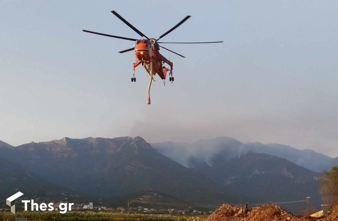 φωτιά Παγγαίο Ορος Ποδοχώρι ελικόπτερο δεξαμενή νερού ανεφοδιασμός