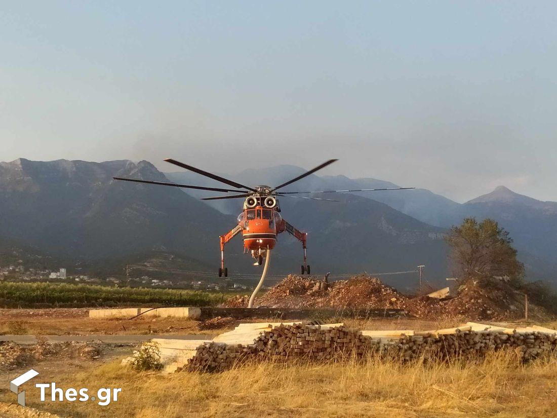 φωτιά Παγγαίο Ορος Ποδοχώρι ελικόπτερο δεξαμενή νερού ανεφοδιασμός