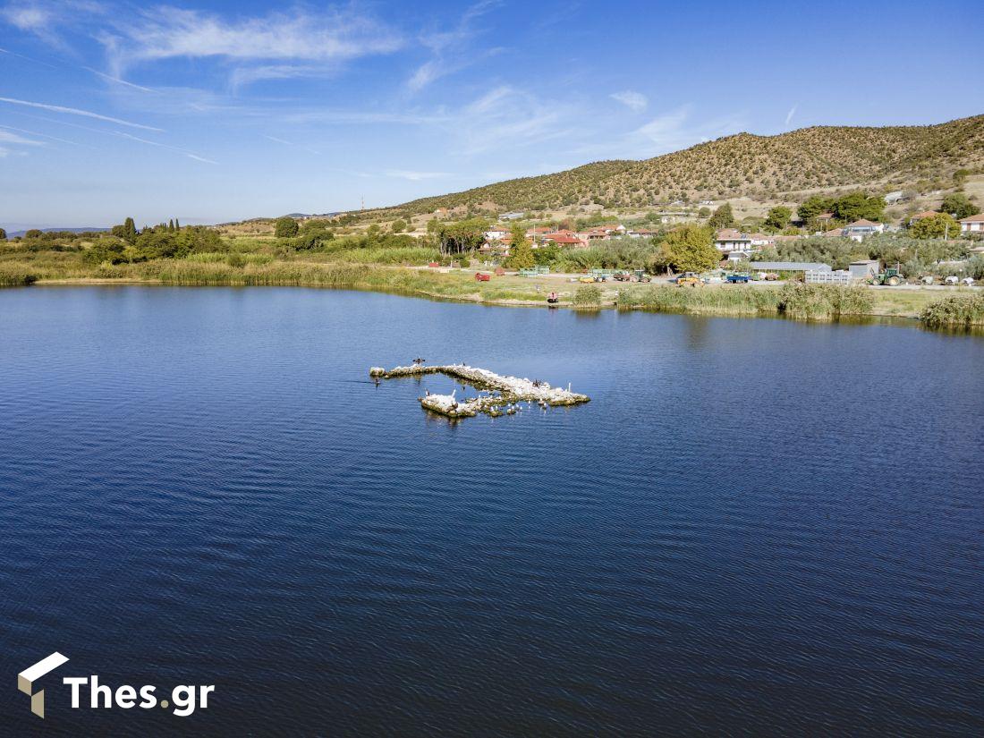 Βυζαντινό Κάστρο Βόλβον Φρούριο Λίμνη Μικρή ερείπια drone