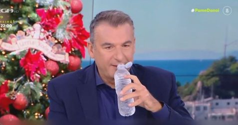 Εδωσαν τσίπουρο αντί για νερό στον Γιώργο Λιάγκα (ΒΙΝΤΕΟ)